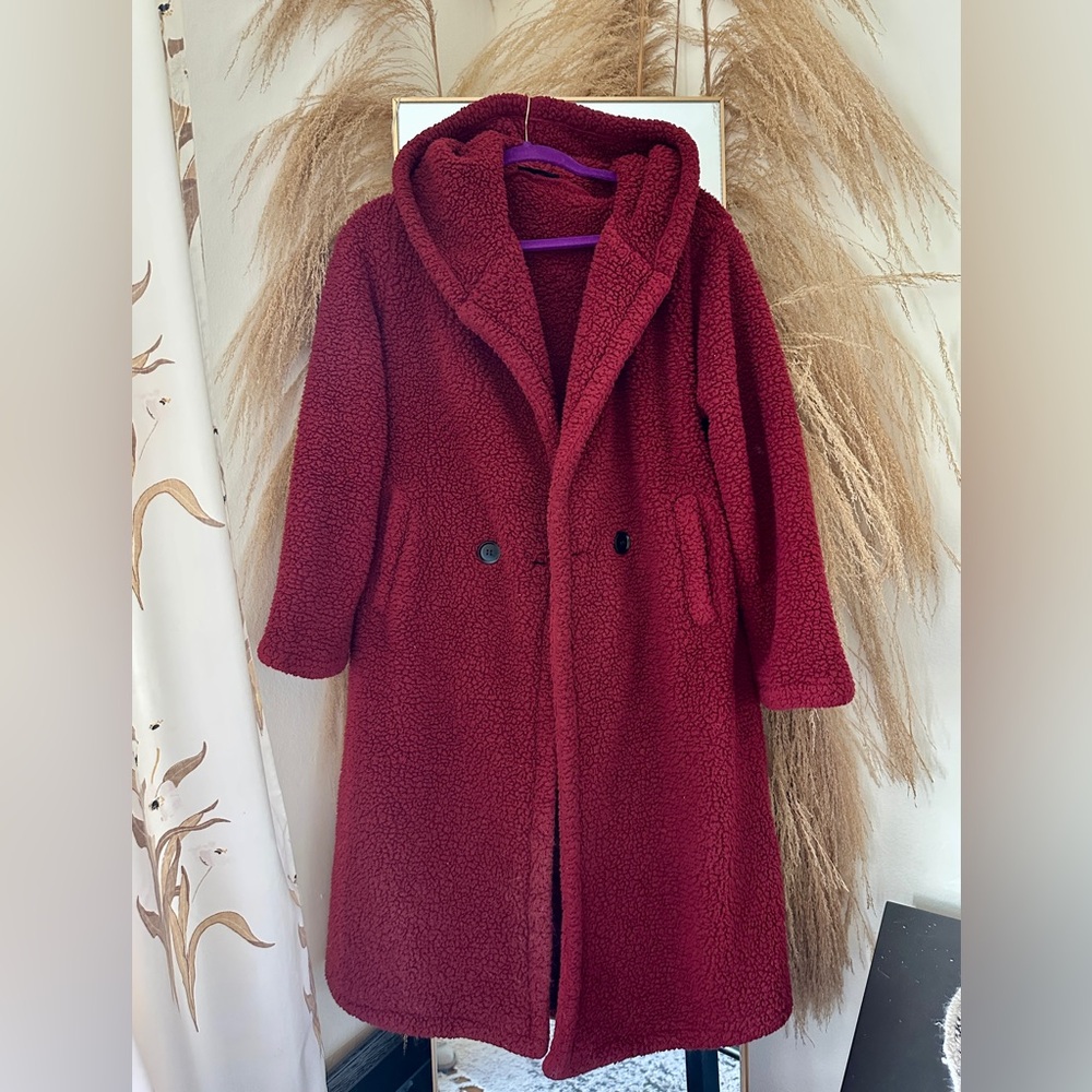 Teddy style Burgundy Hooded Coat